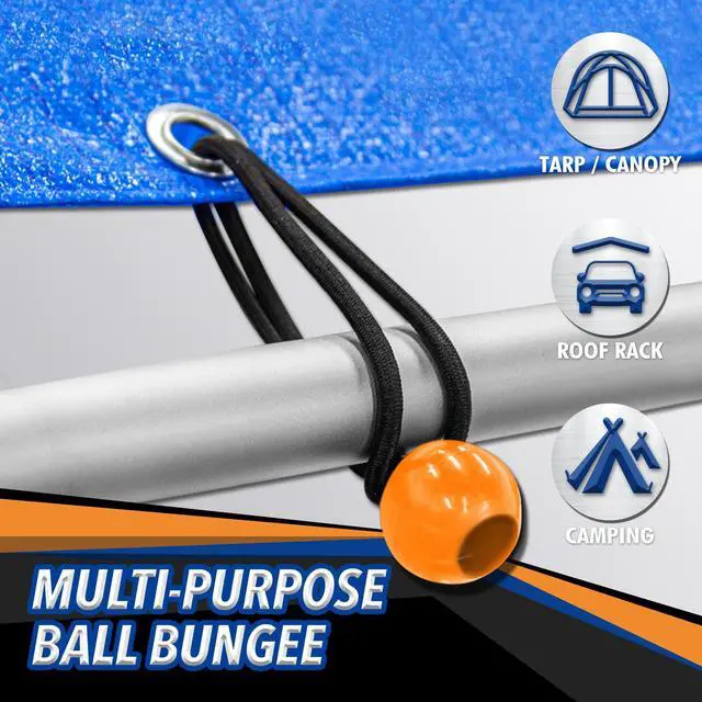 Alt view image 12 of 14 - 32-Piece Bungee Cord Assortment with Hooks | Rubber Bungee Cords in 10, 18, 24, 32 and 40 in Sizes for Cargo, Camping and Storage, with Ball Ties, Tarp Clips and Zip Ties