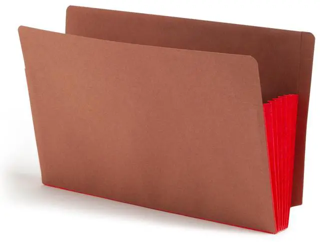 Alt view image 7 of 12 - End Tab Pocket, Reinforced Straight-Cut Tab, 5-1/4" Expansion, Extra Wide Legal Size, Redrope with Red Gusset, 10 per Box (74696)