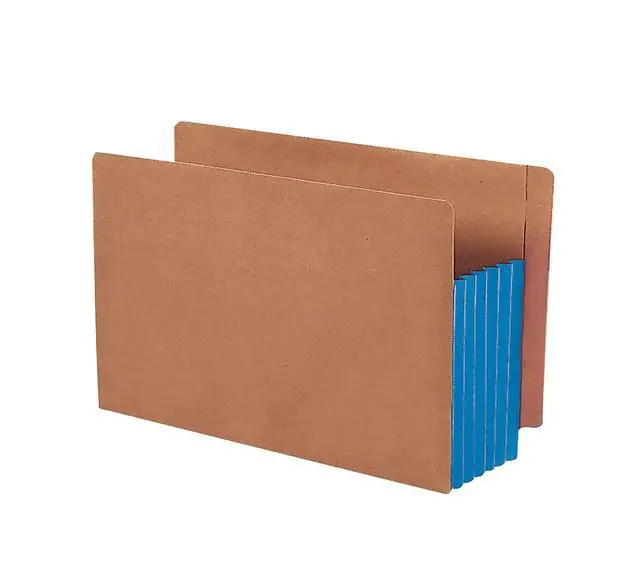 Alt view image 6 of 6 - End Tab Pocket, Reinforced Straight-Cut Tab, 5-1/4" Expansion, Extra Wide Legal Size, Redrope with Blue Gusset, 10 per Box (74689)