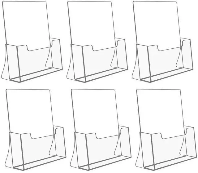 Alt view image 7 of 12 - 6 Pack Acrylic Brochure Holder 8.5 x 11 inches, Clear Acrylic Literature Holder Plastic Flyer Display Stand, Acrylic Countertop Organizer for Magazine, Pamphlet, Booklets, Menu, Journals