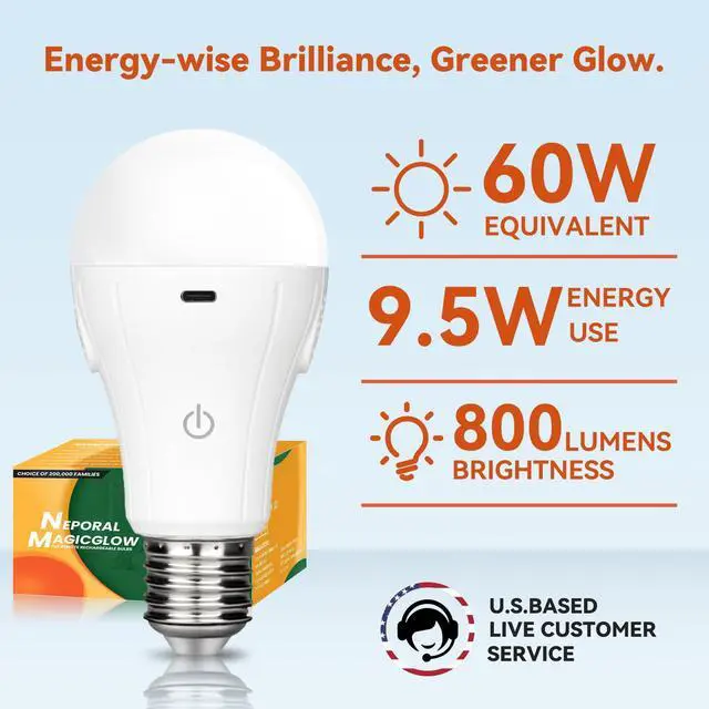 Alt view image 13 of 14 - MagicGlow Rechargeable Light Bulbs with Remote, 3 Colors Shift + Dimmable Battery Powered Light Bulbs, USB Rechargeable, A19 Standard Emergency LED Light Bulbs, 15W, Up to 24 Hours, 2 Pack