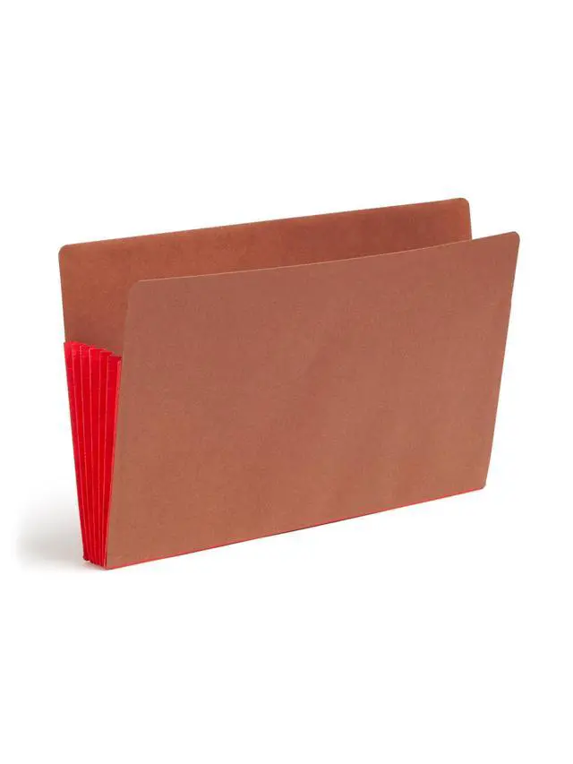 Alt view image 10 of 12 - End Tab Pocket, Reinforced Straight-Cut Tab, 5-1/4" Expansion, Extra Wide Legal Size, Redrope with Red Gusset, 10 per Box (74696)