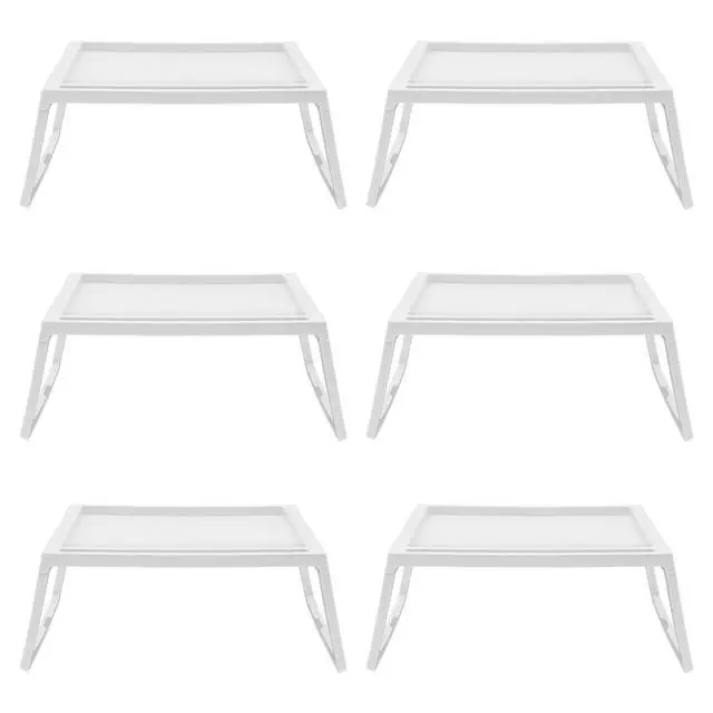 Alt view image 13 of 14 - 6PCS Bed Tray Tables, Foldable Laptop Desk Portable Breakfast Lap Desks Serving Food Trays with Foldable Legs for Eating, Sofa, Bed, Studying and Working (White)