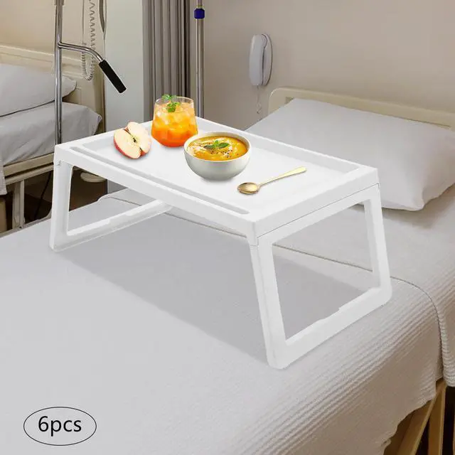 Alt view image 11 of 14 - 6PCS Bed Tray Tables, Foldable Laptop Desk Portable Breakfast Lap Desks Serving Food Trays with Foldable Legs for Eating, Sofa, Bed, Studying and Working (White)