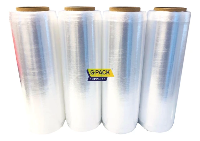 Alt view image 8 of 14 - Pre Stretch wrap Film 15" x 1500' Pre stretched Plastic film with Folded Edge, Clear Hand Pre-Stretched Wrap Film 8.6 micron Shrink Wrap Film Plastic Pallet Wrap 4 Rolls Pack