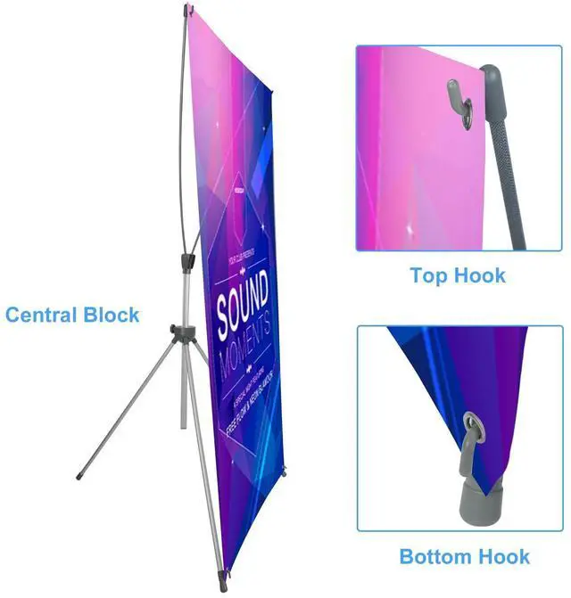 Alt view image 12 of 14 - Adjustable X Banner Stand Fits Any Banner Size Width 23" to 32" and Height 63" to 78",Portable Retractable Banner Holder with Carrying Bag - Customize Banner for Trade Show, Exhibition, 2 Pack