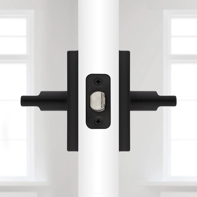 Alt view image 11 of 14 - Halifax Interior Passage Door Handle, Lever For Closet and Hallway Doors, Reversible Non-Locking Handle Lever, Matte Black, with Microban Protection