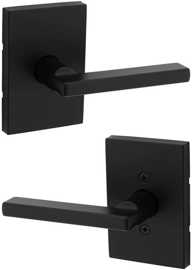 Alt view image 8 of 14 - Halifax Interior Passage Door Handle, Lever For Closet and Hallway Doors, Reversible Non-Locking Handle Lever, Matte Black, with Microban Protection