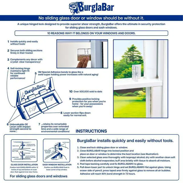 Alt view image 12 of 12 - 2 Pack Additional Security for Sliding Patio Doors and Sliding Glass Windows