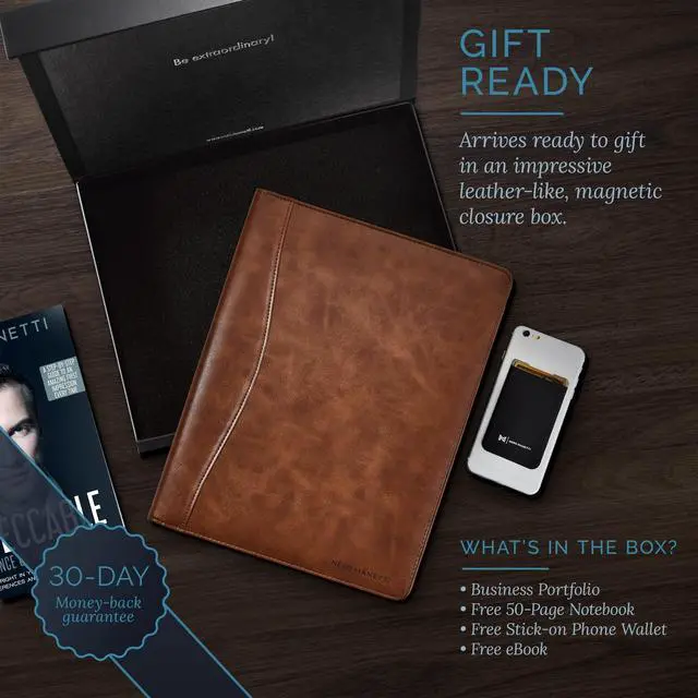 Alt view image 9 of 14 - Leather Portfolio Folder - Business PU Leather Notepad Holder for Resumes, Legal Pad Executive Binder, Professional Padfolio Notebook for Women/Men (Brown)