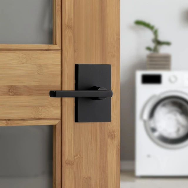 Alt view image 9 of 14 - Halifax Interior Passage Door Handle, Lever For Closet and Hallway Doors, Reversible Non-Locking Handle Lever, Matte Black, with Microban Protection