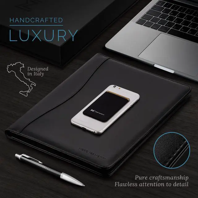 Alt view image 10 of 14 - Leather Portfolio Folder - Business PU Leather Portfolio Notepad Holder for Resumes, Legal Pad Portfolio Executive Binder, Professional Padfolio Notebook for Women/Men