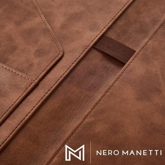 Alt view image 13 of 14 - Leather Portfolio Folder - Business PU Leather Notepad Holder for Resumes, Legal Pad Executive Binder, Professional Padfolio Notebook for Women/Men (Brown)