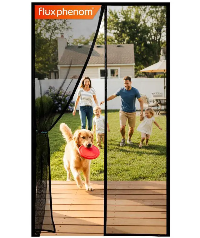 Alt view image 8 of 14 - Magnetic Screen Door - Bugs Out, Breeze in - 9min Install Auto-Sealing Heavy Duty Double Stitched Mesh, 52 Magnets, Hands Free Sliding & Patio Doors Net, Pet & Kid Friendly, 38 x 82 Inch