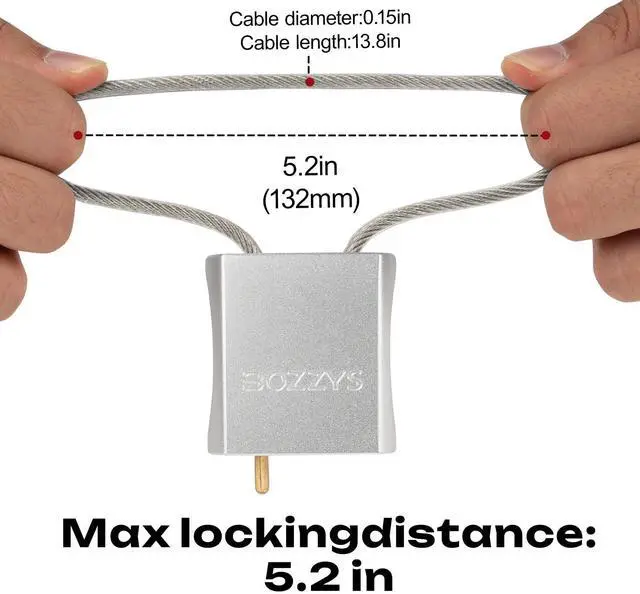 Alt view image 9 of 14 - Cable Padlock with 3 Keys | L 1.15ft(0.35m),D 1/6in(4mm) Adjustable Steel Cable Lock | Aluminum Locks for Bikes, Gate, Lockers & Outdoor Gear | Weatherproof & Silver