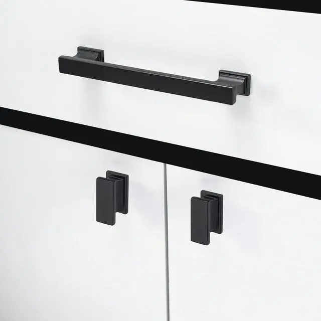Alt view image 10 of 14 - 10 Pack 5 Inch(128mm) Matte Black Cabinet Handles Black Kitchen Cabinet Pulls Cabinet Door Handles Kitchen Cabinet Hardware Cupboard Drawer Pulls Dresser Handles