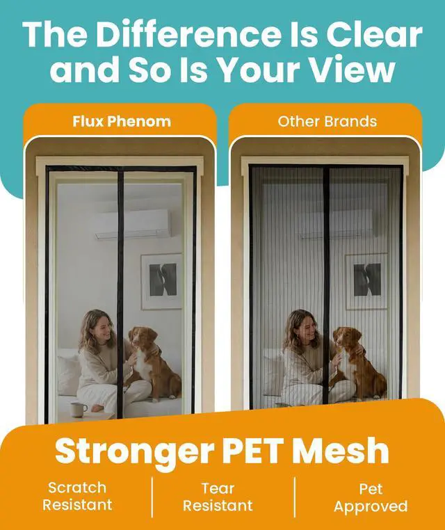 Alt view image 13 of 14 - Magnetic Screen Door - Bugs Out, Breeze in - 9min Install Auto-Sealing Heavy Duty Double Stitched Mesh, 52 Magnets, Hands Free Sliding & Patio Doors Net, Pet & Kid Friendly, 38 x 82 Inch