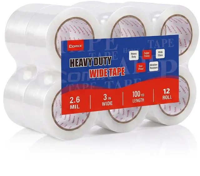 Alt view image 8 of 14 - Extra-Wide Crystal Clear Packing Tape for Dispenser Refill, 3" x 100 Yd/Per Roll, 2.6 Mil Thick, Fast Sealing of Large Boxes Packing, Shipping and Mailing, 12 Pack