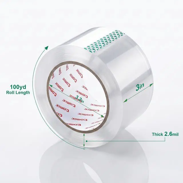 Alt view image 9 of 14 - Extra-Wide Crystal Clear Packing Tape for Dispenser Refill, 3" x 100 Yd/Per Roll, 2.6 Mil Thick, Fast Sealing of Large Boxes Packing, Shipping and Mailing, 12 Pack