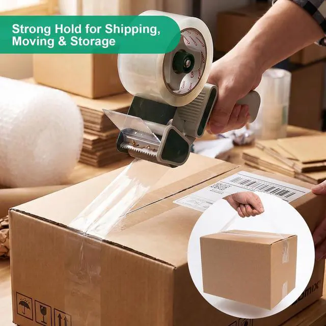 Alt view image 13 of 14 - Extra-Wide Crystal Clear Packing Tape for Dispenser Refill, 3" x 100 Yd/Per Roll, 2.6 Mil Thick, Fast Sealing of Large Boxes Packing, Shipping and Mailing, 12 Pack