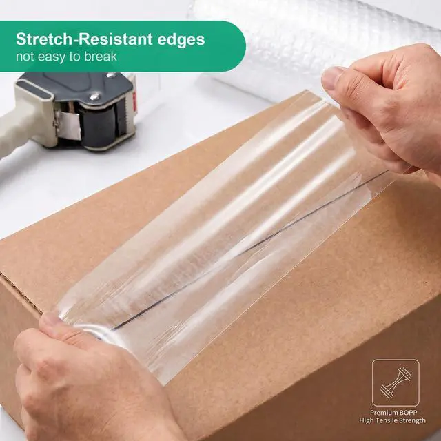 Alt view image 11 of 14 - Extra-Wide Crystal Clear Packing Tape for Dispenser Refill, 3" x 100 Yd/Per Roll, 2.6 Mil Thick, Fast Sealing of Large Boxes Packing, Shipping and Mailing, 12 Pack