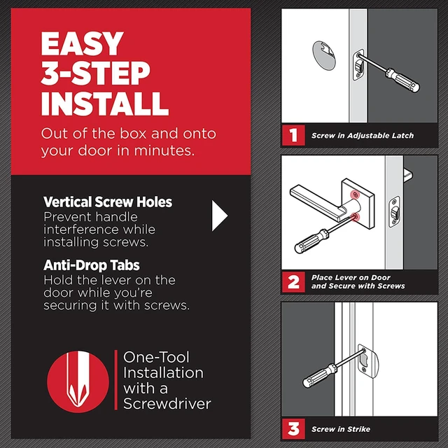 Alt view image 12 of 14 - Halifax Interior Passage Door Handle, Lever For Closet and Hallway Doors, Reversible Non-Locking Handle Lever, Matte Black, with Microban Protection