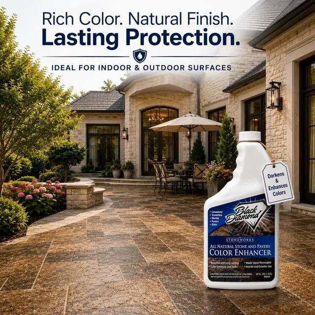 Alt view image 14 of 14 - Color Enhancer Sealer for All-Natural Stone and Pavers. Marble, Travertine, Limestone, Granite, Slate, Concrete, Grout, Brick, Block. (1-Quart)