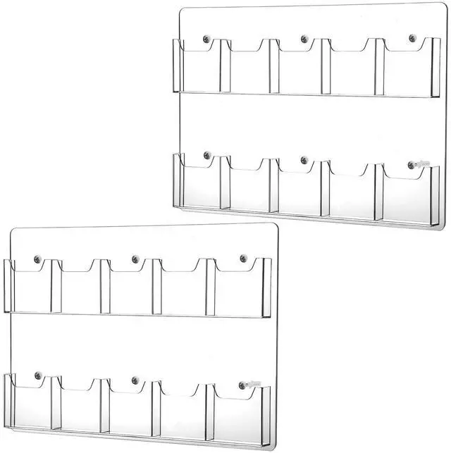 Alt view image 8 of 14 - 2 Pack Acrylic Brochure Pamphlet Holder Wall Mount Clear Brochure Display Holder Plastic Trifold Flyer Rack Literature Storage Rack for Offices Waiting Room (10 Pockets, 15 x 21 Inch)