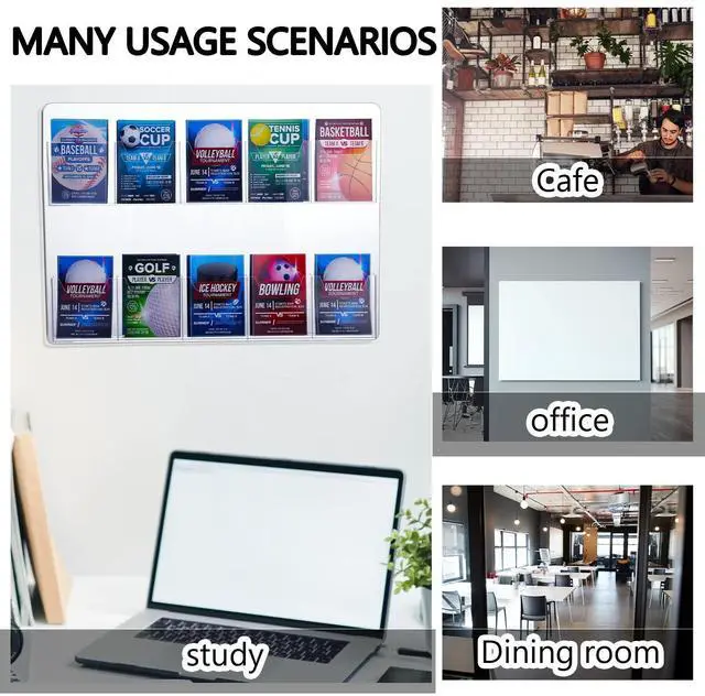 Alt view image 12 of 14 - 2 Pack Acrylic Brochure Pamphlet Holder Wall Mount Clear Brochure Display Holder Plastic Trifold Flyer Rack Literature Storage Rack for Offices Waiting Room (10 Pockets, 15 x 21 Inch)