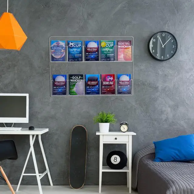 Alt view image 13 of 14 - 2 Pack Acrylic Brochure Pamphlet Holder Wall Mount Clear Brochure Display Holder Plastic Trifold Flyer Rack Literature Storage Rack for Offices Waiting Room (10 Pockets, 15 x 21 Inch)