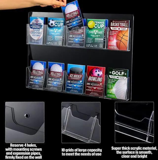 Alt view image 11 of 14 - 2 Pack Acrylic Brochure Pamphlet Holder Wall Mount Clear Brochure Display Holder Plastic Trifold Flyer Rack Literature Storage Rack for Offices Waiting Room (10 Pockets, 15 x 21 Inch)