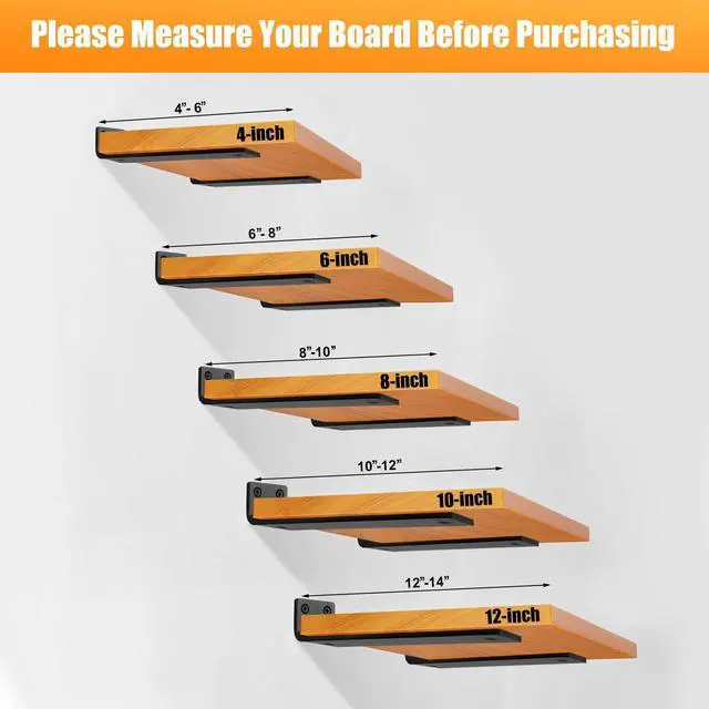 Alt view image 9 of 14 - Floating Shelf Brackets 10 inch, Heavy Duty Wall Shelf Bracket 6 Pack for Shelves Support, Hidden Metal L Brackets with Mounting Hardware (1/5'' Thick)