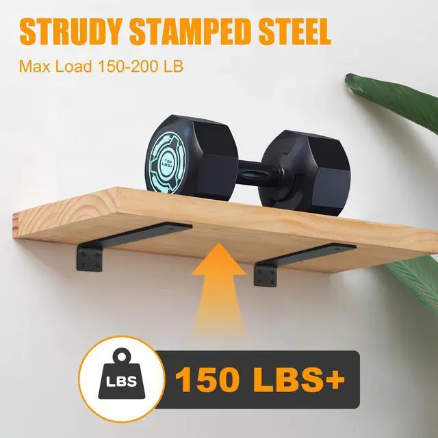 Alt view image 10 of 14 - Floating Shelf Brackets 10 inch, Heavy Duty Wall Shelf Bracket 6 Pack for Shelves Support, Hidden Metal L Brackets with Mounting Hardware (1/5'' Thick)