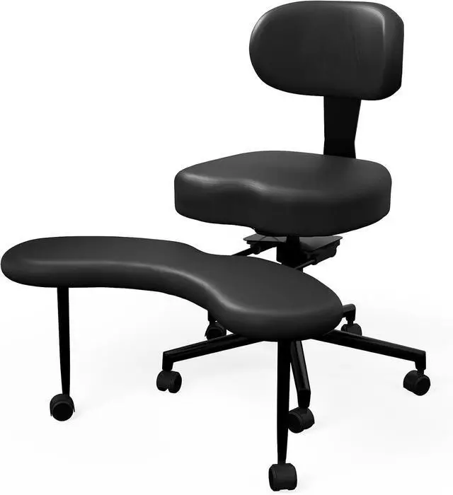 Alt view image 10 of 14 - Cross-Legged Office Meditation Chair with Back Support - Criss Cross ADHD Chair with Wheels- Ergonomic Yoga Desk Chairs, Height Adjustable, Black