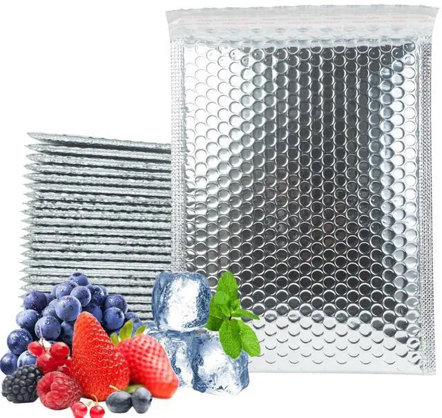 Alt view image 8 of 14 - 50 Pack 11x14 Inch Insulated Bubble Mailers for Cold Shipping, Silver Foil | Metallic Thermal Padded Shipping Bags with Self-seal Closure, Water-resistant and Protective Bubble Cushioning Envelopes