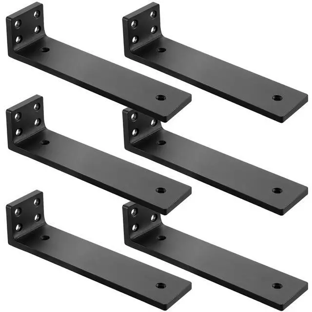 Alt view image 8 of 14 - Floating Shelf Brackets 10 inch, Heavy Duty Wall Shelf Bracket 6 Pack for Shelves Support, Hidden Metal L Brackets with Mounting Hardware (1/5'' Thick)