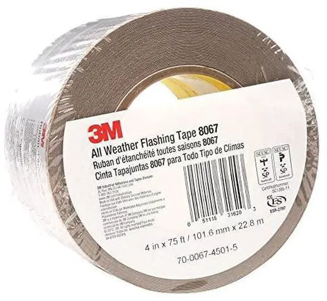 Alt view image 4 of 4 - All Weather Flashing Tape 8067 (4" x 75 ft) - 1 Roll - Self-Adhesive Waterproof Flashing for Windows & Doors, Slit Liner (2-2 Slit)