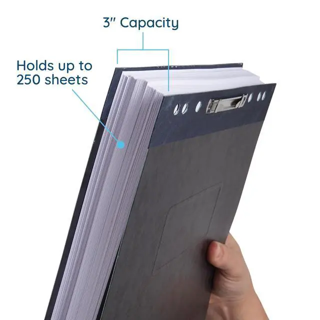 Alt view image 9 of 14 - 25 Pressboard Report Covers, Top Fastener, Black | Heavy-duty 25pt pressboard, metal prong fastener, letter size, for reports, presentations, and proposals