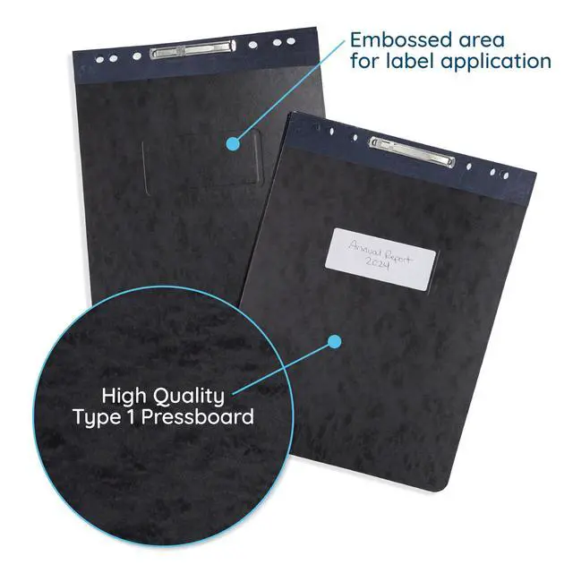Alt view image 10 of 14 - 25 Pressboard Report Covers, Top Fastener, Black | Heavy-duty 25pt pressboard, metal prong fastener, letter size, for reports, presentations, and proposals