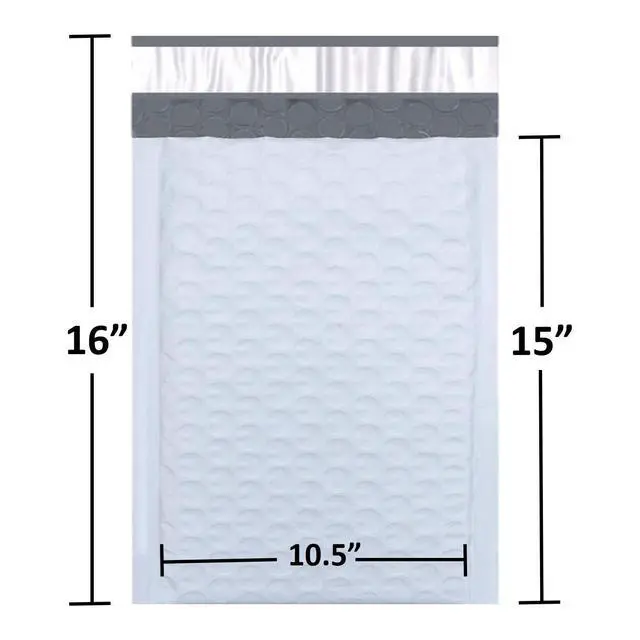 Alt view image 8 of 10 - 5 Poly Bubble Mailers 10.5X16 Inches Padded Envelope Mailer Waterproof Pack of 100, White