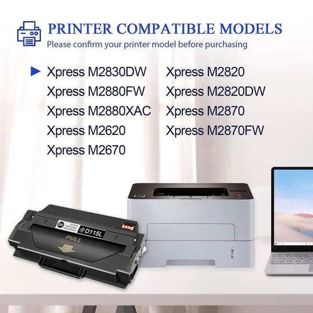 Alt view image 9 of 14 - MLT-D115L Black High Yield Toner Cartridge Replacement for Samsung d115L | 115L Toner for Xpress SL-M2880FW SL-M2830DW SL-M2820DW SL-M2870 SL-M2880XAC Printer Toner (2-Pack)