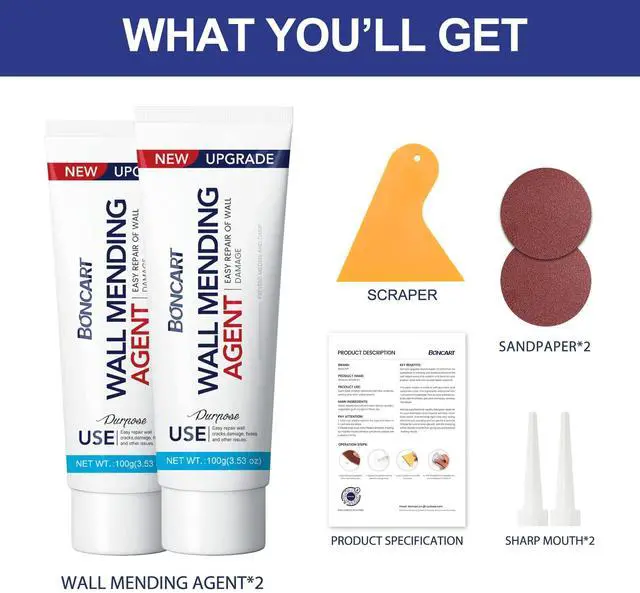 Alt view image 13 of 14 - Drywall Repair Kit, 2-Pack Wall Mending Agent, Wall Spackle with Tools | Includes Scraper and Sandpaper. For Wall Surface Hole Fill, Quick And Easy Solution