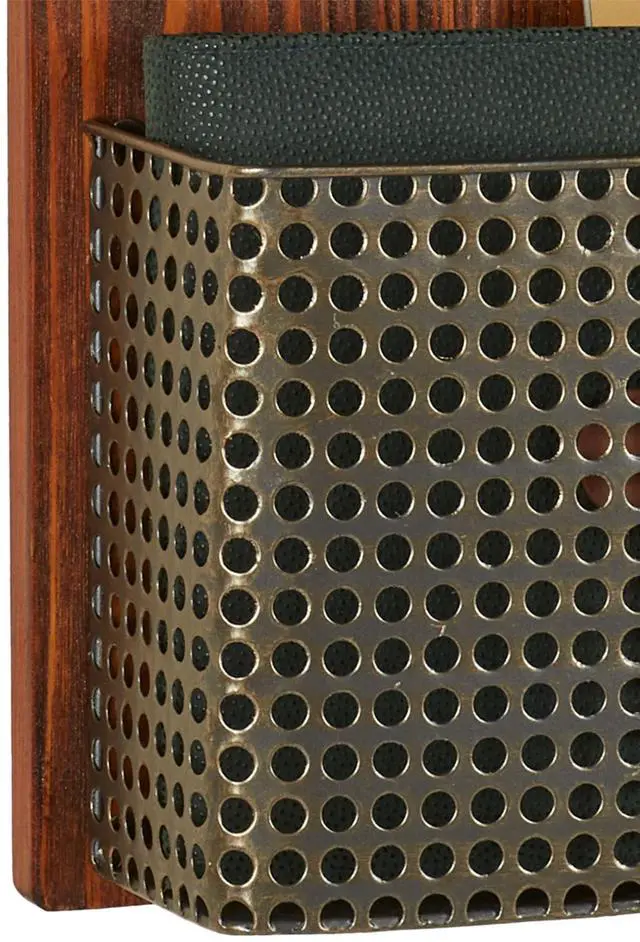 Alt view image 10 of 10 - Sawyer Vertical Wall Organizer - Mission Red Oak - Handcrafted - Wooden Back, Metal Baskets - Vintage Hanging Organizer - Two Tier Basket for Mail, Paper, Letters - 26 Inches High Vertical