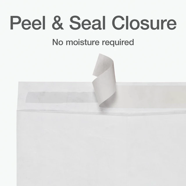 Alt view image 11 of 14 - Self-Seal Mailers, Self-Sealing Envelopes, Made with DuPont Tyvek Material, 14 lb., Puncture, Tear and Moisture Resistant, White, 10" x 13", 100 per Box (1016970)
