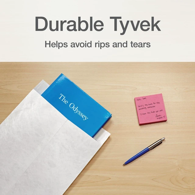 Alt view image 14 of 14 - Self-Seal Mailers, Self-Sealing Envelopes, Made with DuPont Tyvek Material, 14 lb., Puncture, Tear and Moisture Resistant, White, 10" x 13", 100 per Box (1016970)