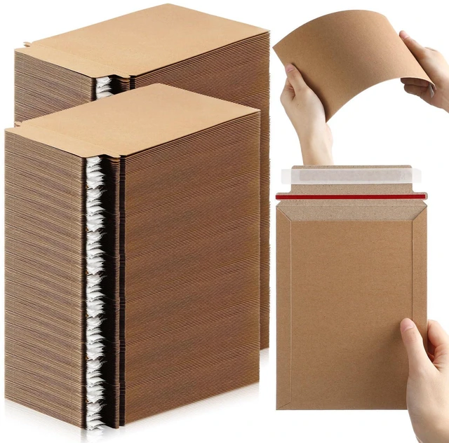 Alt view image 8 of 14 - 300 Pieces 6x8 Rigid Photo Mailers, 350gsm Keep Flat Cardboard Shipping Envelopes with Self Adhesive for Photos, Documents, Prints, CDs, Small Business Mailing