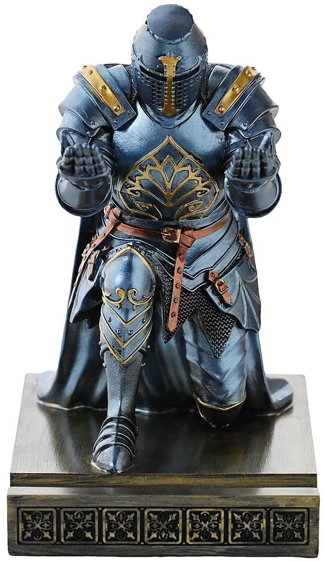 Alt view image 11 of 14 - Medieval Templar Vanguard Officer Knight Pen Holder Desk Organizers Blue | Pencil Stand Paperweight Desktop Decoration Accessories Cell Phone Stand with a Fancy Sword for Medieval Warrior Enthusiast