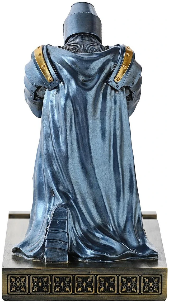 Alt view image 12 of 14 - Medieval Templar Vanguard Officer Knight Pen Holder Desk Organizers Blue | Pencil Stand Paperweight Desktop Decoration Accessories Cell Phone Stand with a Fancy Sword for Medieval Warrior Enthusiast