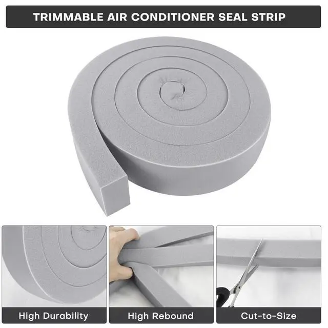 Alt view image 11 of 14 - 2Pcs 2" x 1" x 6.5Ft AC Window Seal Kit with Adhesive, Gray Foam Strips for Air Conditioner Window Weather Stripping, Window Units, Doors and Windows Insulation, Energy Saving & Dustproof