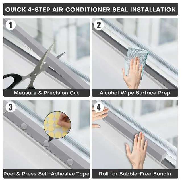 Alt view image 14 of 14 - 2Pcs 2" x 1" x 6.5Ft AC Window Seal Kit with Adhesive, Gray Foam Strips for Air Conditioner Window Weather Stripping, Window Units, Doors and Windows Insulation, Energy Saving & Dustproof